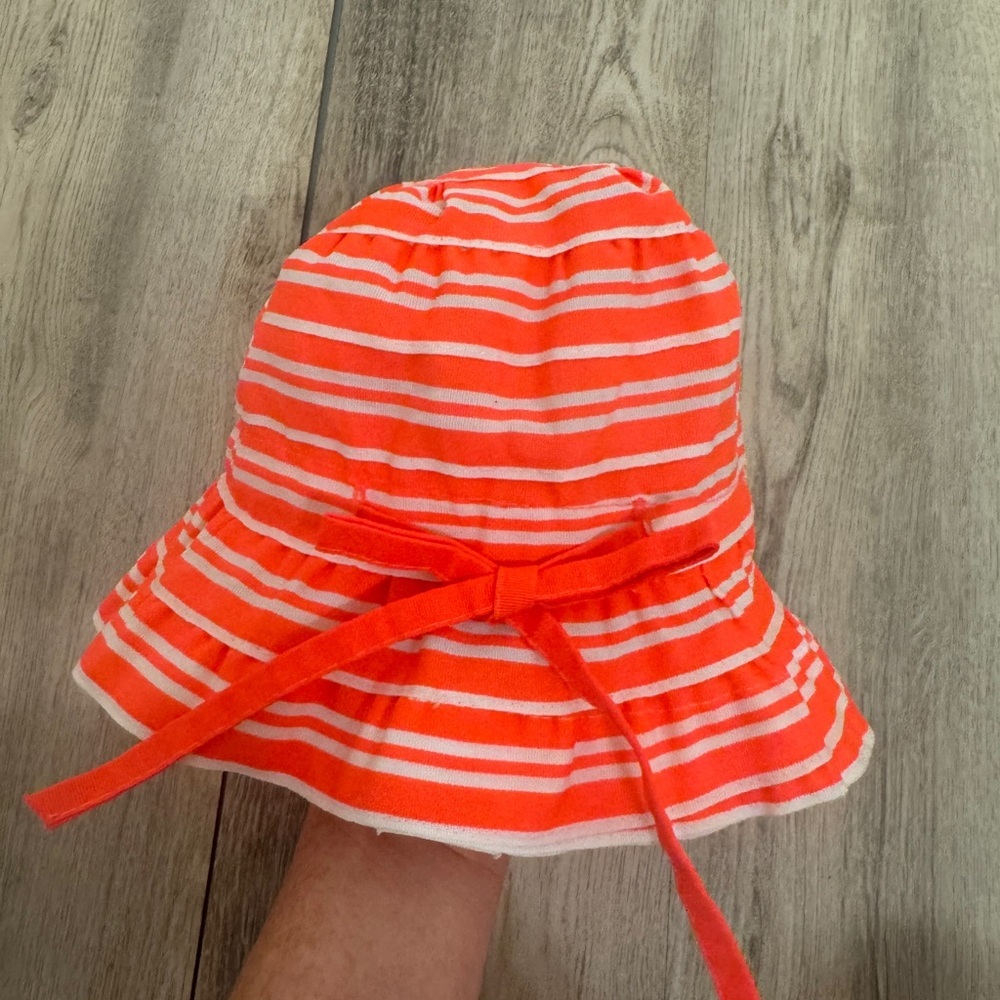 Neon Orange and White Striped Bucket Hat